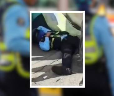 Un comparendo de movilidad terminó en una agresión física el pasado martes, 27 de octubre. FOTOS: ARCHIVO CARLOS VELÁSQUEZ (FONDO) Y CAPTURA DE VIDEO ITAGUÍ HOY (DETALLE)