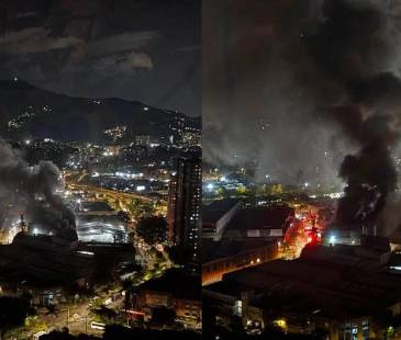 Las imágenes corresponden al incendio registrado en el sector de las bodegas en Sabaneta. FOTO: PRENSA PAISA