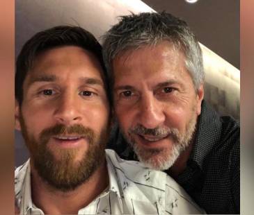 El jugador argentino Lionel Messi y su padre, Jorge Messi. FOTO: @JORGE.SOLE