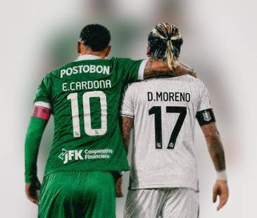 Los capitanes Edwin Cardona de Atlético Nacional (izq.) y Dayro Moreno de Once Caldas (der.). FOTO: ATLÉTICO NACIONAL