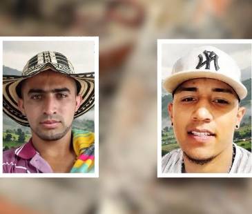 Luis Andrés García (izq.) y Yevinson Andrés Correa (der.), los hombres que murieron tras el colapso de un muro en Ituango. FOTO: REDES 