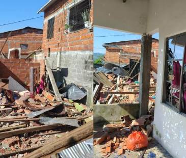 Así quedaron las viviendas en Tarazá tras la explosión. FOTO: NP NOTICIAS