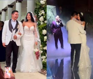 Su primer baile como esposos fue una canción del Grupo Niche que cantó Andy Rivera. FOTO: CAPTURA DE VIDEO INSTAGRAM @JHONNYRIVERA