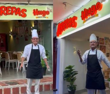 Hugo Alberto Vargas Mejía en su negocio ‘Arepas Hugo’. FOTOS: CORTESÍA