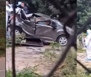 Los dos ocupantes del vehículo perdieron la vida en el sitio. FOTOS: FB Mi Bello es Bello y Antioquia Amanece