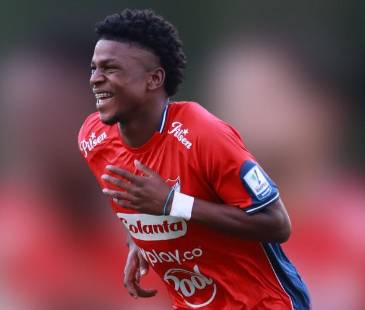 Jhan Mena, uno de los debutantes del DIM este semestre y ya despegó con gol, lo que necesita el Rojo para seguir en Copa. FOTO: MANUEL SALDARRIAGA