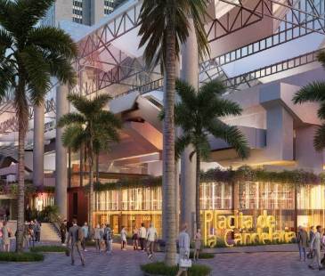 Render de cómo quedará el espacio de la estación Parque Berrío. FOTO: METRO DE MEDELLÍN