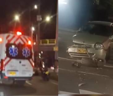 Accidente con 3 motos implicadas (Izq.) y horas más tarde de dos carros (Der.). FOTOS: TOMADAS DE FACEBOOK PRENSA PAISA #LAORIGINAL