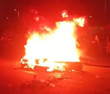 Disturbios en Cali tras la jornada electoral. FOTO: TOMADA DE X @ULTIMAHORACOL