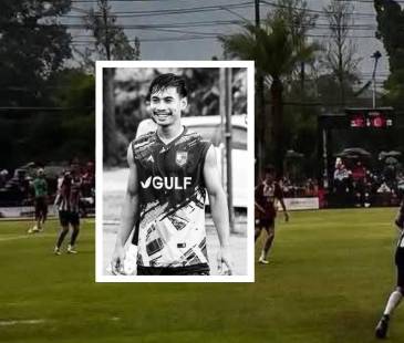 El futbolista tailandés Sofwan Awae (izq.) murió tras ser impactado por un rayo (fondo). FOTO: @MYNEWSHOUB