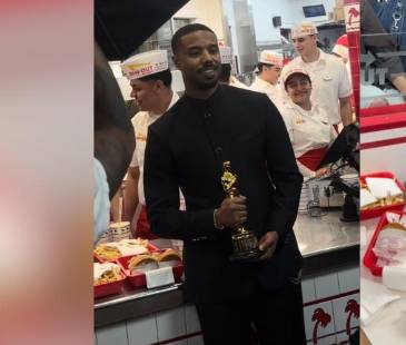 Michael B. Jordan junto a su estatuilla por el premio a Mejor Actor. FOTO: CAPTURA DE REDES SOCIALES
