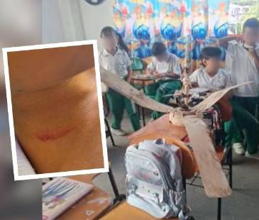 Dos estudiantes resultaron levemente heridos por las aspas del artefacto. FOTOS: TELEMEDELLÍN