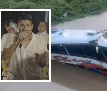Así quedó el bus tras el accidente. En el recuadro Carlos Alberto ‘Kbeto’ Zuleta. FOTOS: REDES SOCIALES IG @kbetozuleta