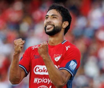 Jeison Medina ha disputado 369 minutos con el DIM en el Finalización y se espera que el gol que conquistó ante Llaneros sea el despegue con el rojo. FOTO: CAMILO SUÁREZ