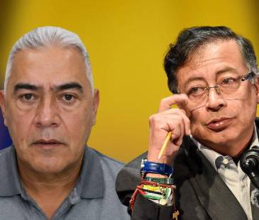 Diego Marín Buitrago, alias Papá Pitufo, y el presidente Gustavo Petro.. FOTOS: COLPRENSA