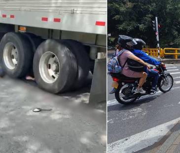 Izquierda: el accidente ocurrido en la autopista Sur. Derecha: accidente en la avenidad 33. FOTOS: CAPTURA DE VIDEO Y CRISTIAN VÁSQUEZ