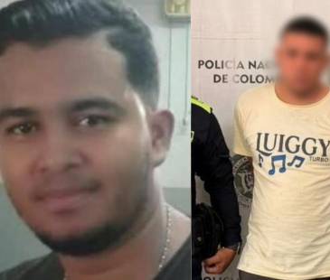 José Guillermo Beltrán, mecánico asesinado (izq.) y captura del presunto homicida (der.). FOTO: NP NOTICIAS Y POLICÍA ANTIOQUIA 