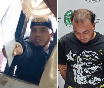 El hombre amenazando a su expareja (izq.). El mismo sujeto tras su captura (der.). FOTOS CAPTURA: DE VIDEO Y RED SOCIAL X @MANUELVILLAME