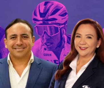 Los periodistas y especialistas en ciclismo Mario Sabato y Goga Ruiz. FOTOS: RCN Y CARACOL