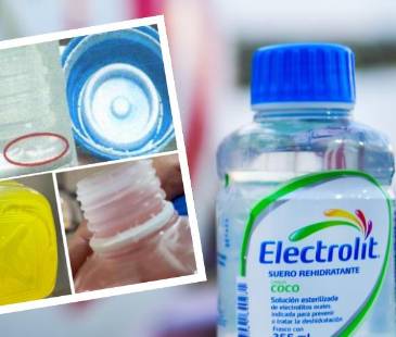 Suero Electrolit con inconsistencias en sabor y sellado. FOTO: TOMADA DE X @ELECTROLIT (FONDO) Y CORTEÍA INVIMA (DETALLE)