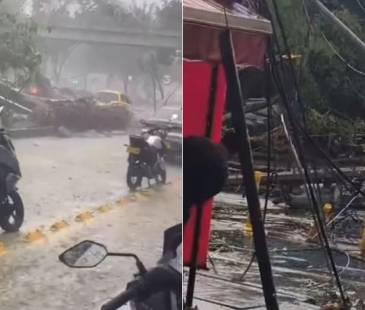 Árboles caídos, calles encharcadas, postes derribados, cables regados en la vía y caos en la movilidad, las afectaciones del aguacero en Medellín. FOTOS: CAPTURAS DE VIDEO PRENSA PAISA