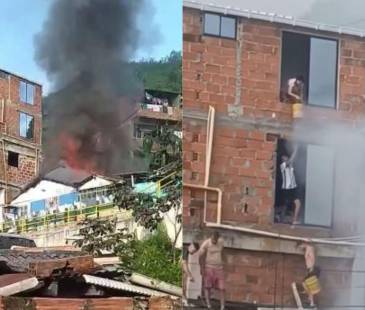 Así fue como intentaron apagar un incendio en Itagüí. FOTOS: CAPTURAS DE VIDEO EL ITAGÜISEÑO