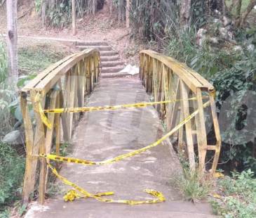 En este puente de la vereda El Progreso ocurrió el homicidio. FOTO: GUILLERMO LEÓN OSPINA MUÑOZ