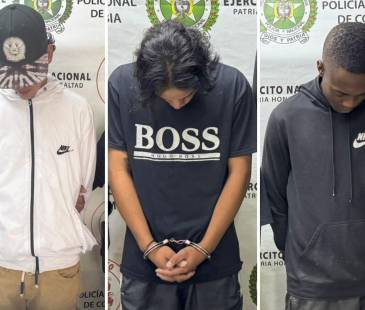 Alias Charlie, Sombra y Chokly serían los presuntos responsables de asesinar a balazos a Émerson Peña Julio, conocido con el alias de Colombia. FOTOS: CORTESÍA