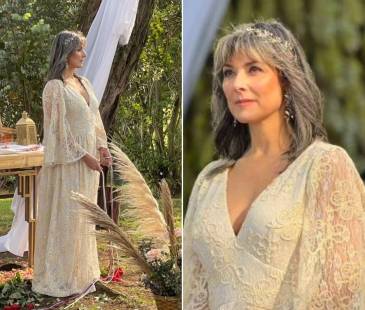 Silvia Corzo durante su boda simbólica. FOTO: CAPTURAS DE VIDEO INSTAGRAM @MARGARITAMARIAORTEGA Y @IVANLALINDEG