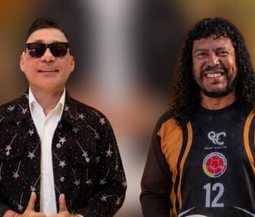 El cantante Jean Carlos Centeno y René Higuita, gloria de la Selección Colombia.