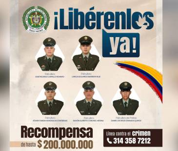 Policías secuestrados en Norte de Santander. FOTO: POLICÍA NACIONAL