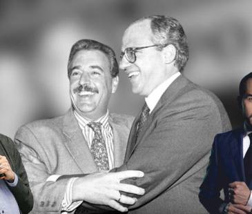 A la izquierda, Iván Cepeda (a color) y Andrés Pastrana (blanco y negro); a la derecha, Samper (blanco y negro) y Abelardo de la Espriella (a color). FOTOS: COLPRENSA E INSTAGRAM ABELARDO DE LA ESPRIELLA