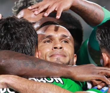 Andrés Samiento fue uno de los verdolagas que le puso fiesta al debut liguero de Atlético Nacional. FOTO: MANUEL SALDARRIAGA