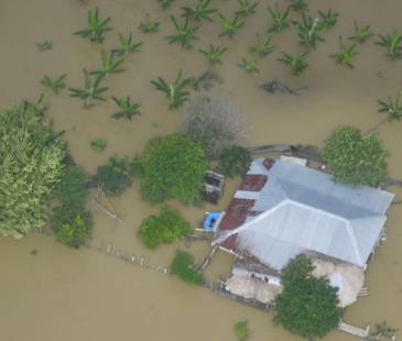 Así se ve la zona afectada por las inundaciones. FOTO: X @UNGRD