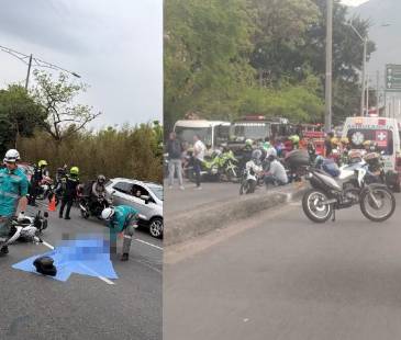 Izquierda: accidente con motociclista fallecido en la Regional, en Medellín. Derecha: accidente en la autopista Sur, en Bello. FOTOS: TOMADA DE CHISME FRESCO MEDELLÍN Y CORTESÍA DENUNCIAS ANTIOQUIA