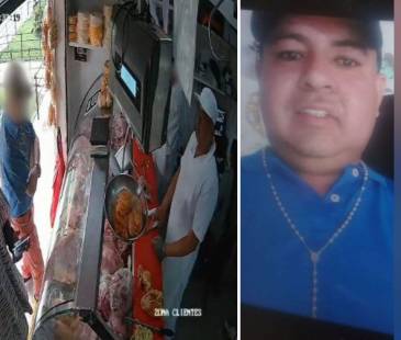 A la izquierda: el sicario hablando con la víctima antes de atacarlo. A la derecha: José Ferney Puerta Moncada, la víctima. FOTOS: CAPTURA DE VIDEO Y FACEBOOK AMAGÁ SOMOS TODOS