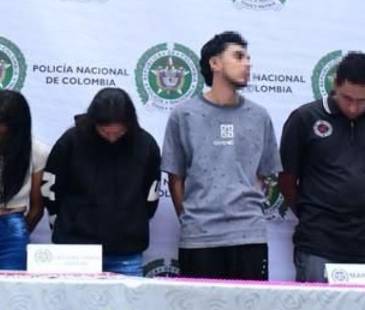 Captura de presuntos integrantes del grupo de delincuencia organizada Caicedo. FOTO: POLICÍA METROPOLITANA VALLE DE ABURRÁ