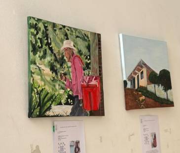 Exposición obras de arte de jóvenes habitantes de la vereda Granizal, en Bello. FOTO: CORTESÍA ALCALDÍA DE BELLO