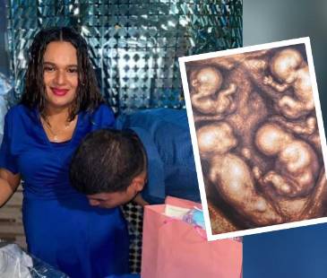 María Tapia y Jonatan Zapa, pareja de Caucasia que espera cuatrillizos idénticos. FOTO: REDES SOCIALES