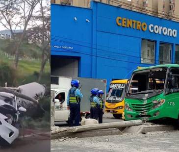 A la izquierda, accidente en la vía Las Palmas; a la derecha, en la calle Barranquilla. FOTOS: FACEBOOK GUARDIANES ANTIOQUIA