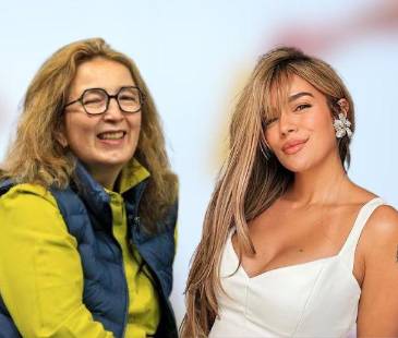 <b>De izquierda a derecha: Claudia Restrepo, rectora de la Universidad Eafit;</b> <b>Luz María Sierra, directora del periódico El Colombiano; y</b> <b>la cantante Karol G</b>. FOTOS: EAFIT, CAMILO SUÁREZ E INSTAGRAM @KAROLG