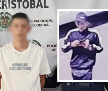 Jhon Édison Chavarría Bueno, alias La Liendra durante la captura. FOTOS: POLICÍA METROPOLITANA Y CORTESÍA