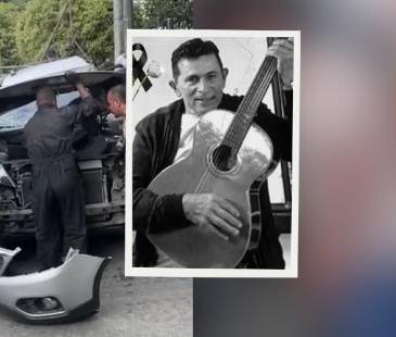 Izquierda: imagen del vehículo tras el accidente. Derecha: Orlando Bonilla, el profesor fallecido. FOTOS: CAPTURA DE VIDEO HORA 13 NOTICIAS Y FACEBOOK INSTITUCIÓN EDUCATIVA PRESBÍTERO LUIS RODOLFO GÓMEZ RAMÍREZ