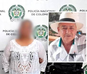 Los capturados alias Ojo Picho y alias la Costeña. En el recuadro, Darío de Jesús Vergara López, la víctima. FOTO: POLICÍA ANTIOQUIA Y CORTESÍA
