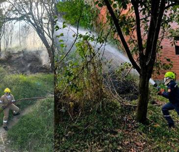 Ninguno de los incendios dejó personas lesionadas. FOTOS: ALCALDÍAS DE ITAGÜÍ Y BELLO