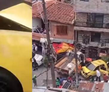 Accidente con grúa tipo planchón en Santo Domingo. FOTO: CAPTURA DE VIDEO PRENSA PAISA