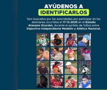 Ellos son parte de los hombres buscados por disturbios y uso de pólvora no autorizada. FOTO: CORTESÍA ALCALDÍA DE MEDELLÍN