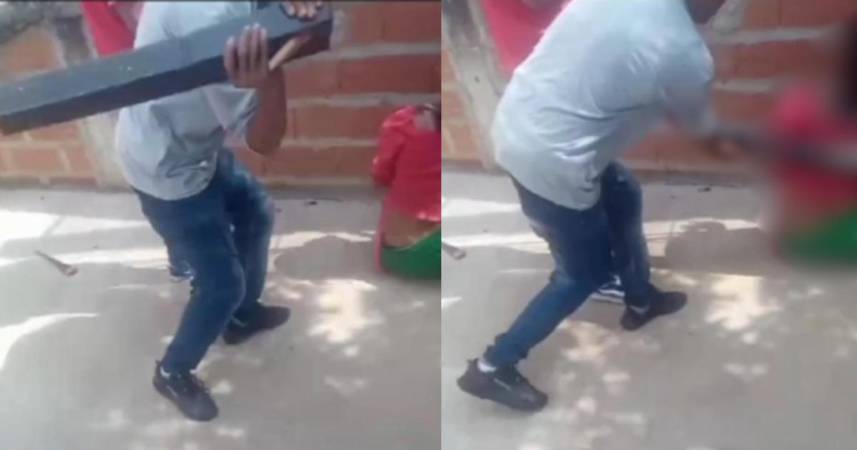 Secuencia donde se observa cómo golpean a Sara. FOTO: @NOTICENTRO_1