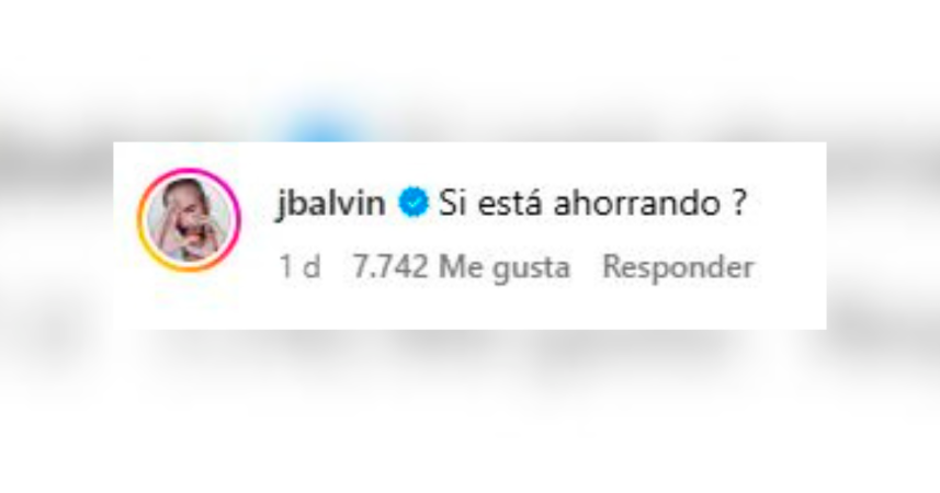 Este es el mensaje de J Balvin en la publicación de Ryan Castro. /FOTO: CAPTURA DE PANTALLA