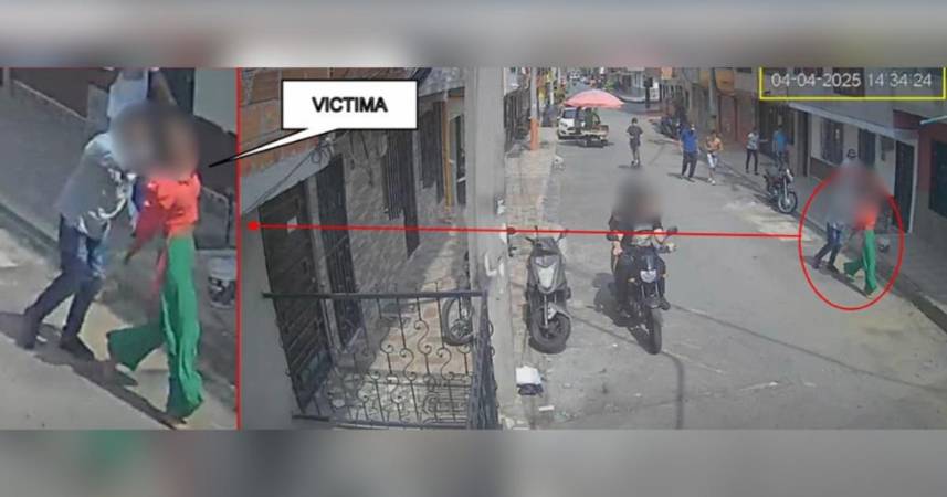 La víctima siendo llevada por su presunto victimario. FOTO: @NOTICENTRO_1